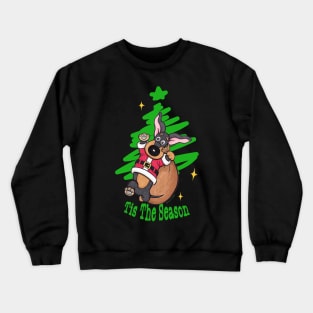 Cute Funny doxie Dog ready for the Dachshund Holidays on a dachshund  Tis The Season Christmas Doxie tee Crewneck Sweatshirt